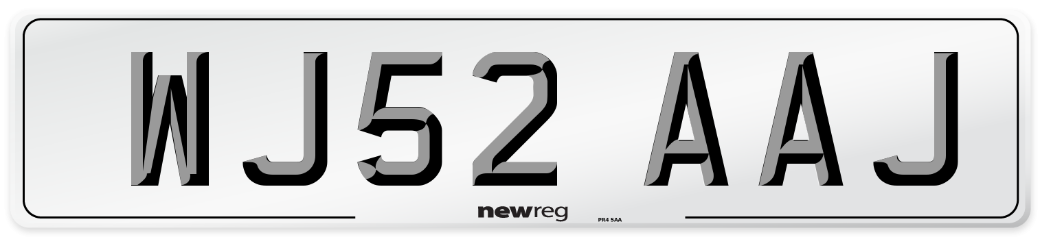 WJ52 AAJ Number Plate from New Reg